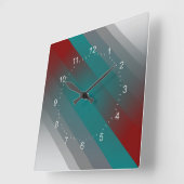 groenblauw bordeauxrood grijs gestreept vierkante klok (Hoek)