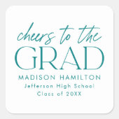 Groenblauw | Cheers op het Afstuderen van de Afstu Vierkante Sticker (Voorkant)