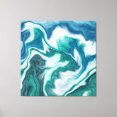 Groenblauw en blauw Turkoois Water Oceaan Marmer Canvas Afdruk (Voorkant)