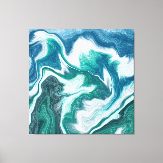 Groenblauw en blauw Turkoois Water Oceaan Marmer Canvas Afdruk (Voorkant)