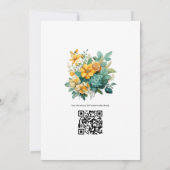 Groenblauw en gouden bloemen bruiloft kaart (Achterkant)