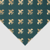 Groenblauw en gouden Fleur-de-lis Tissuepapier (Detail)