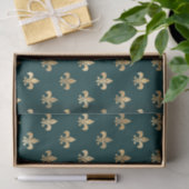 Groenblauw en gouden Fleur-de-lis Tissuepapier (Geschenk)