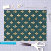 Groenblauw en gouden Fleur-de-lis Tissuepapier (Craft)