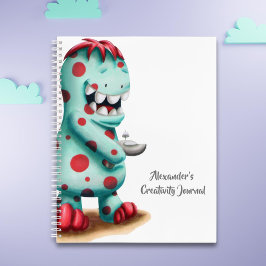 Groenblauw en Rood Monster Alien Persoonlijk gemaa Notitieboek