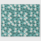 Groenblauw en witte bloemen cadeaupapier (Vlak)