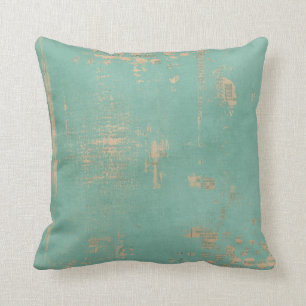 Groenblauw geschilderde vintage nieuws kussen