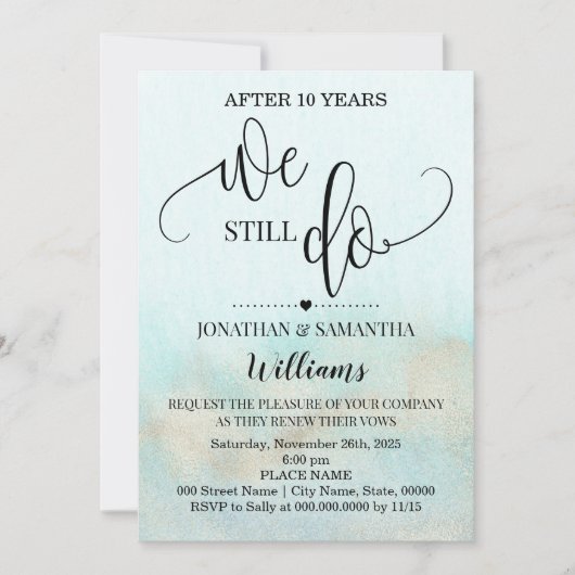 Groenblauw Goud We zijn nog steeds getrouwd Oceaan Kaart (Voorkant)