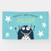 Groenblauw | Kleine gepersonaliseerde Birthday-par Spandoek (Horizontaal)