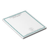 Groenblauw logo, naam en contactgegevens merkbedri notitieblok (Schuin)