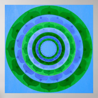 Groenblauw Mandala Poster