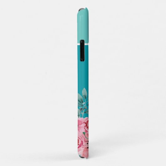 Groenblauw | Monogram Floral-Hoesje-Mat kleurenblo Case-Mate iPhone Case (Achterkant/rechts)