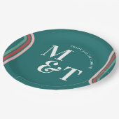 Groenblauw | Retro Seventies Stripes | Weddenschap Papieren Bordje (Gekanteld)