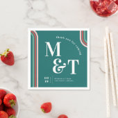 Groenblauw | Retro Seventies Stripes | Weddenschap Servet (Insitu)