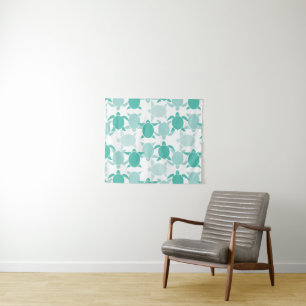 Groenblauw Schildpad Patroon Wandkleed