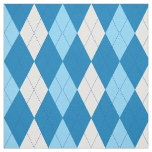 Groenblauw Skyblue White Argyle Pattern Stof