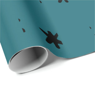 Groenblauw Turquoise Blauw Groen Modern en Zwart P Cadeaupapier