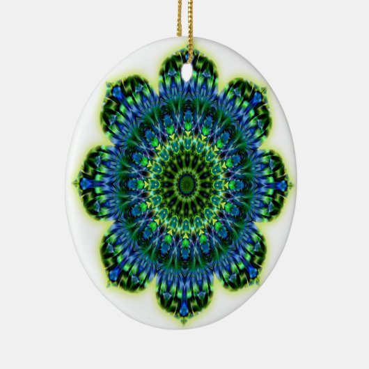 Groenblauw van Mandala Keramisch Ornament (Rechts)