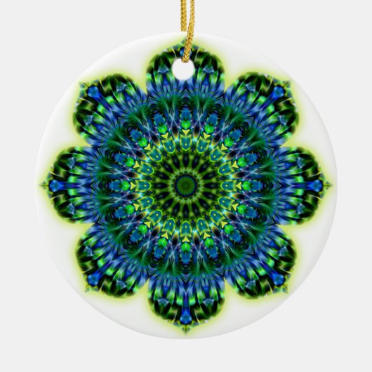 Groenblauw van Mandala Keramisch Ornament (Voorkant)