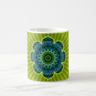 Groenblauw van Mandala lichtgroene bloem Koffiemok