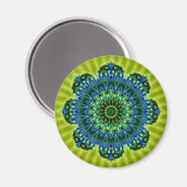 Groenblauw van Mandala | lichtgroene bloem Magneet (Voorkant / Achterkant)