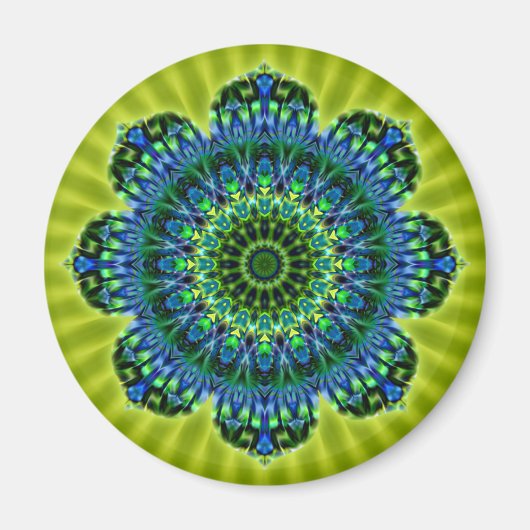 Groenblauw van Mandala | lichtgroene bloem Magneet (Voorkant)