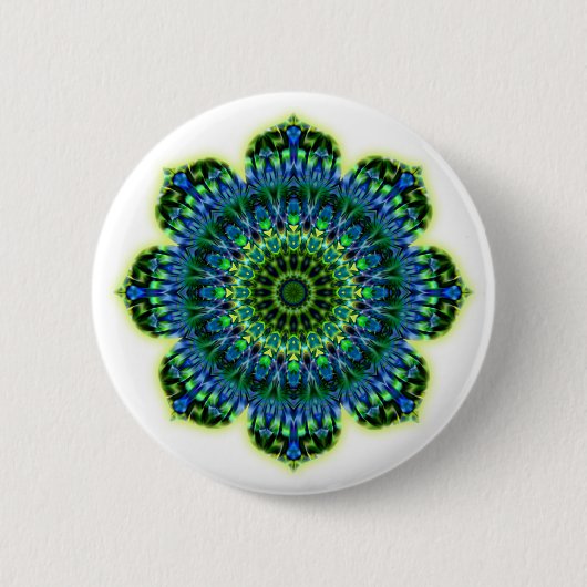 Groenblauw van Mandala Ronde Button 5,7 Cm (Voorkant)