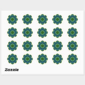 Groenblauw van Mandala Ronde Sticker (Vel)