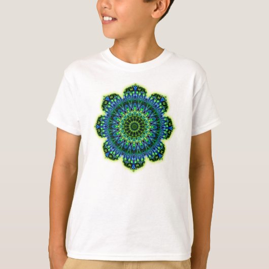 Groenblauw van Mandala T-shirt (Voorkant)