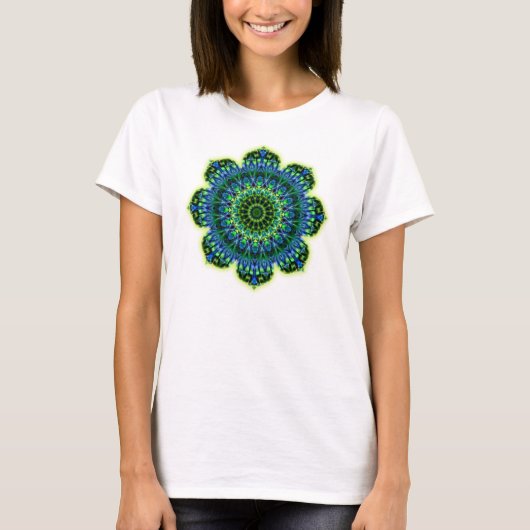 Groenblauw van Mandala T-shirt (Voorkant)