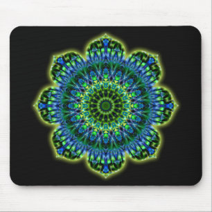 Groenblauw van Mandala   zwart Muismat