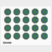 Groenblauw van Mandala | zwart Ronde Sticker (Vel)
