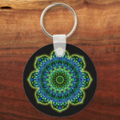 Groenblauw van Mandala | zwart Sleutelhanger (Voorkant)