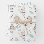 Groenblauw | wit | Kerstfeestdag Inpakpapier Vel (In situ)