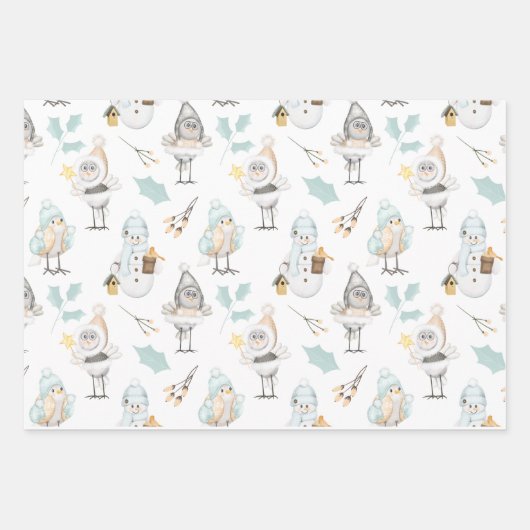 Groenblauw | wit | Kerstfeestdag Inpakpapier Vel (Voorkant)