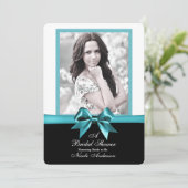 Groenblauwe Boog Foto Bruidsfeest Kaart (Staand voorkant)