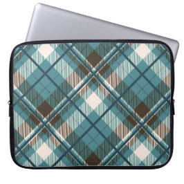 Groenblauwe bruine ruit laptop sleeve