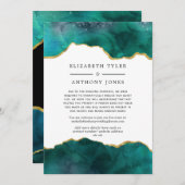 Groenblauwe en Gouden Agate Uitnodiging Verkleinde (Voorkant / Achterkant)