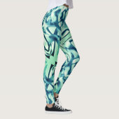 Groenblauwe, gebogen vormen met munttonen leggings (Rechts)