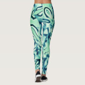Groenblauwe, gebogen vormen met munttonen leggings (Achterkant)