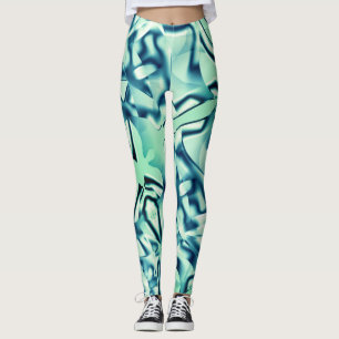 Groenblauwe, gebogen vormen met munttonen leggings