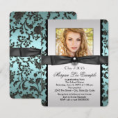 Groenblauwe klas van 2015 afstudeeraankondiging kaart (Voorkant / Achterkant)