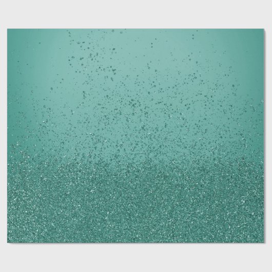 Groenblauwe namaak glitters  cadeaupapier (Vlak)