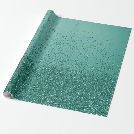Groenblauwe namaak glitters  cadeaupapier (Uitgerold)