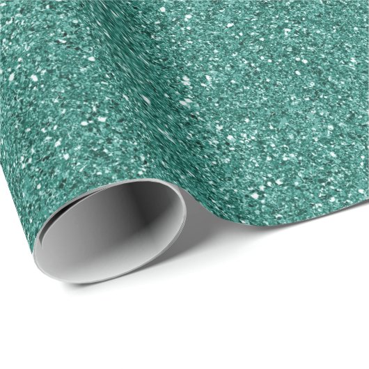Groenblauwe namaak glitters  cadeaupapier (Rol Hoek)