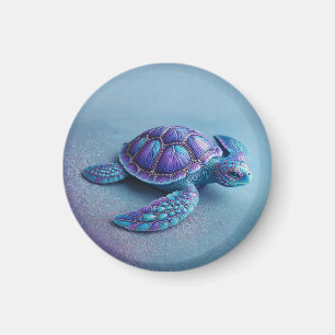 Groenblauwe Paarse Schildpad Kleurrijke Zeeschildp Magneet
