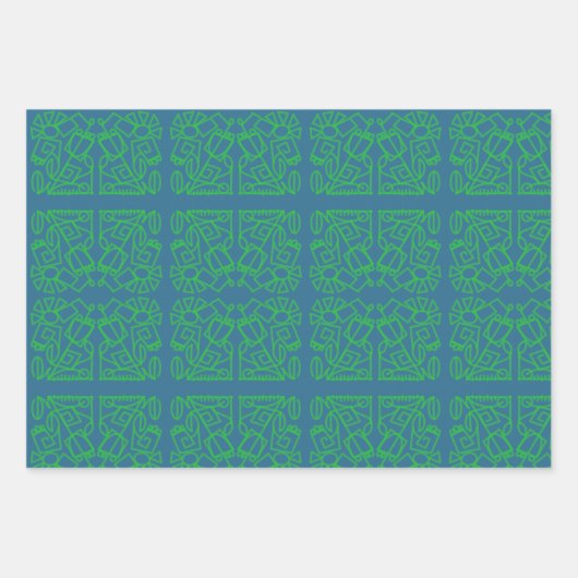 GROENBLAUWE PLANTEN CRAZY WRAPPING PAPER (Voorkant)