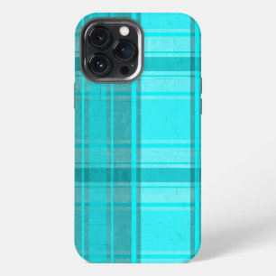 Groenblauwe Turquoise Nep Textiel Schotse Ruit Pat iPhone 13 Pro Max Hoesje