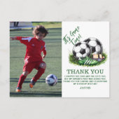 Groenblauwe Voetbal Kids Watercolor foto Briefkaart (Voorkant)