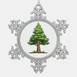 Groenblijvend bos tin sneeuwvlok ornament